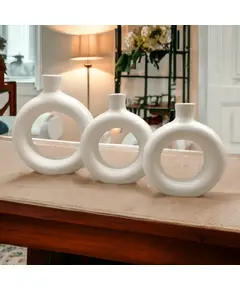 Donut Vases Set - White Color - Wholesale Luxe Craft - Elegant Home & Garden Décor - Kvell Masterpiece - TijaraHub