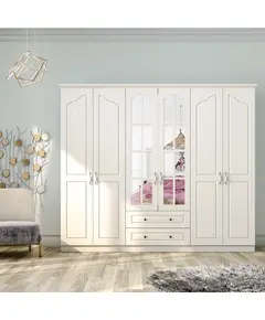 Zenio Assos Diamond 6 Door 2 Drawer Wardrobe – Bulk – Turkish Furniture – Zenio Mobilya. TijaraHub!