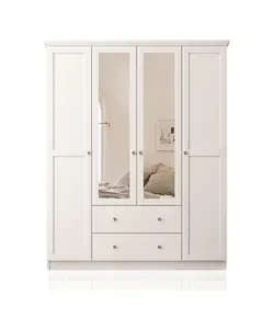 Zenio Side 4 Door 2 Drawer Mirrored White Wardrobe – Bulk – Turkish Furniture – Zenio Mobilya. TijaraHub!