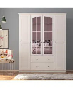 Zenio Side Rose 4 Door 2 Drawer Mirrored White Wardrobe – Bulk – Turkish Furniture – Zenio Mobilya. tIJARAhUB!