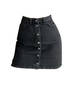 Short Denim Skirt With Front Button - Wholesale - Black - DEMA TijaraHub