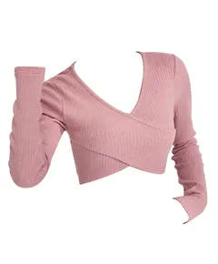 Knitting Crop Blouse With Double Breasted Collar - Wholesale - Pink - DEMA TijaraHub