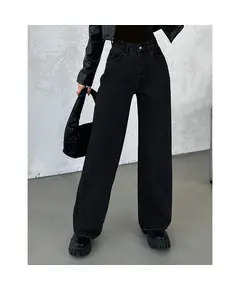 Palazzo Denim Trousers With Classic Front Pocket - Wholesale - Black - DEMA TijaraHub