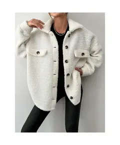 Long Knitting Wellsoft Jacket With Front Button And Pocket - Wholesale - Ecru - DEMA TijaraHub