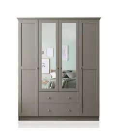 Zenio Side 4 Door 2 Drawer Mirrored Wardrobe Anthracite – Bulk – Turkish Furniture – Zenio Mobilya. TijaraHub!