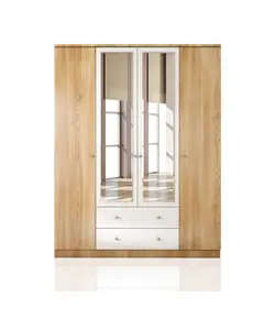 Zenio Sapphire Oak 4 Door 2 Drawer Mirrored Wardrobe – Bulk – Turkish Furniture – Zenio Mobilya. TijaraHub!