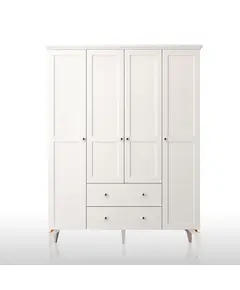 Zenio Side Plus 4 Door 2 Drawer Glass High Leg Wardrobe White – Bulk – Turkish Furniture – Zenio Mobilya. TijaraHub!