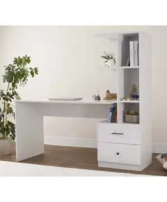 Zenio Ares Desk with Bookshelf and Drawer - White – B2B – Turkish Furniture – Zenio Mobilya​ - TijaraHub