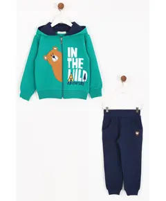 Boy's Sweat Suit Teddy Bear Embroidered Set Multicolored- Wholesale - Kids Clothing - Barmy Kids TijaraHub