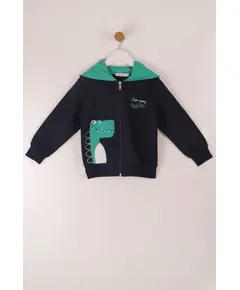 Boy's Cardigan Green Dinosaur Embroidered Multicolored- Wholesale - Kids Clothing - Barmy Kids TijaraHub