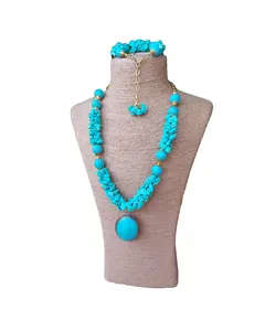 Set Of Blue Turquoise with Turquoise Stones - Handmade - B2B - Logy Accessories TijaraHub