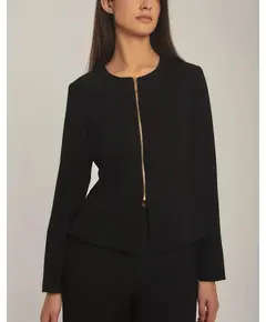 Black Tailored Jacket With Zipper - Women's Clothing - Wholesale - Dalydress TijaraHub