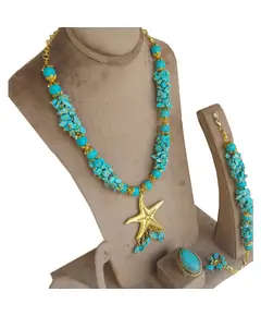Set Of Broken Turquoise With Natural Turquoise Size 12 - Handmade - B2B - Logy Accessories TijaraHub