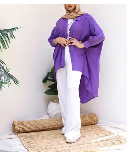 High - Low Oversized Shirt - For Women - Material Linen - SK Shop