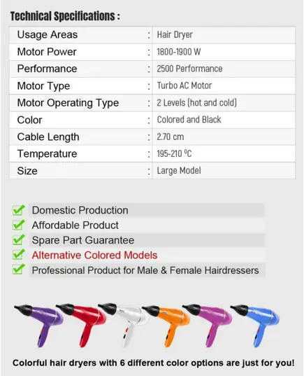 TR-501 Professional Hair Dryer - 975 gm Tijarahub