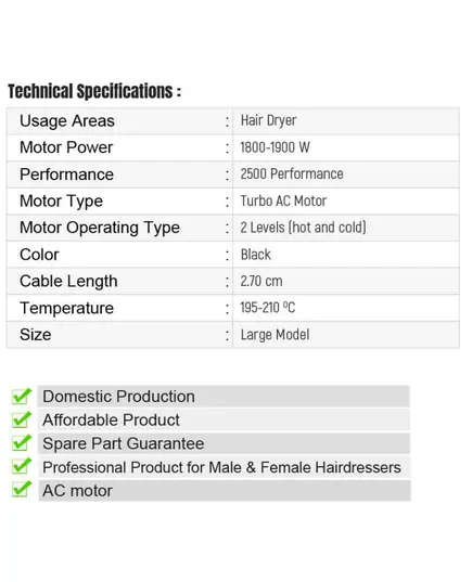 TR-901 Professional Hair Dryer - 975 gm