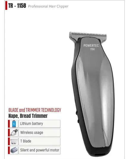 TR-1158​ Professional Hair Clipper - 340 gm - Blade and Trimmer Technology Tijarahub