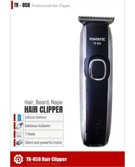 T-858 Professional Hair Clipper - 310 gm - Haircut & Nape Haircut