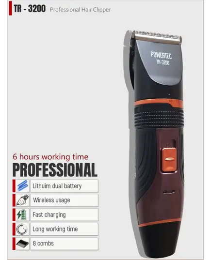 TR-3200 Professional Hair Clipper - 590 gm - 6 Hours Working Time Tijarahub