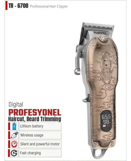 TR-6700 Professional Hair Clipper - 850 gm - Digital Professional Haircut and Beard Trimmer