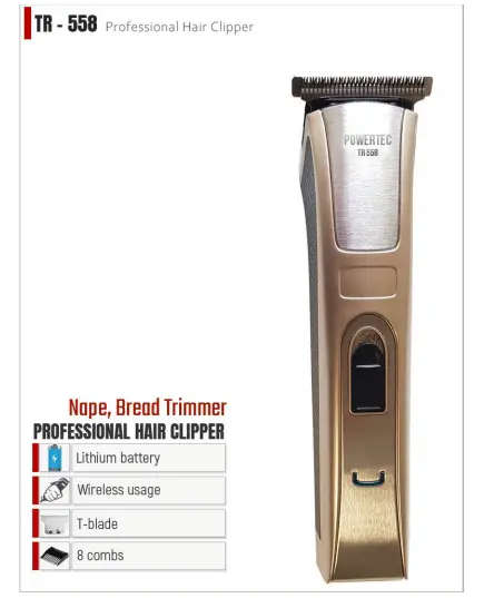 T-558 Professional Hair Clipper - 380 gm - Hair, Nape & Beard Trimmer