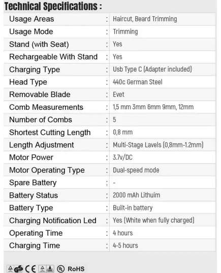 TR-9700 Professional Hair Clipper - 610 gm - Hair & Beard Trimming