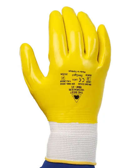 Safety Gloves TBW31 Fully Coated Yellow Gloves - BestGuard Tijarahub