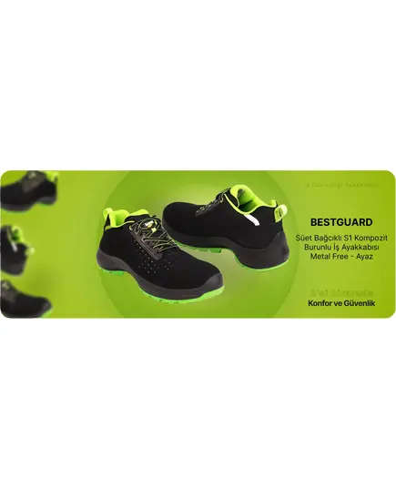 Safety Shoes Suede Lace-Up S1P Composite Toe Work Shoes Metal Free - Frosty​ - BestGuard Tijarahub