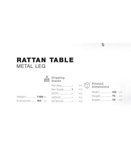 Rattan Metal Table