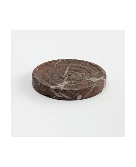 MUD - Round Soap Dish Natural Marble (L12 x W12 x H2 cm) - Rosso Collemandina - Handmade Tijarahub