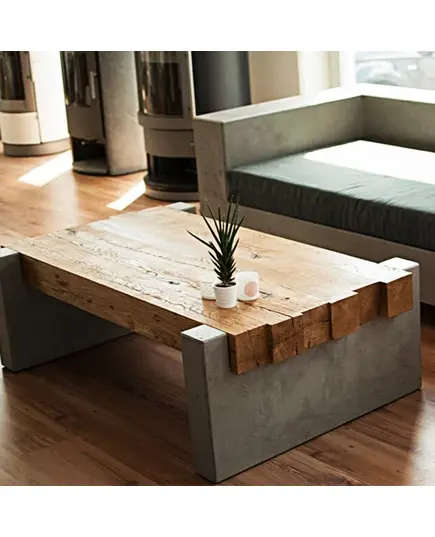 Wood Coffee Table - Wholesale Elegant Grey Polyester Stone & Wood Furnishing - Shaheen Farouk Designs - Tijarahub