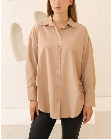 Slit Detailed Shirt - %70 Cotton & 30% Polyester - High Quality