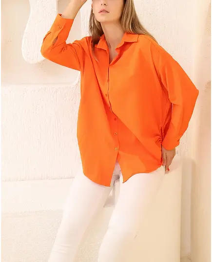 Slit Detailed Shirt - %70 Cotton & 30% Polyester - High Quality