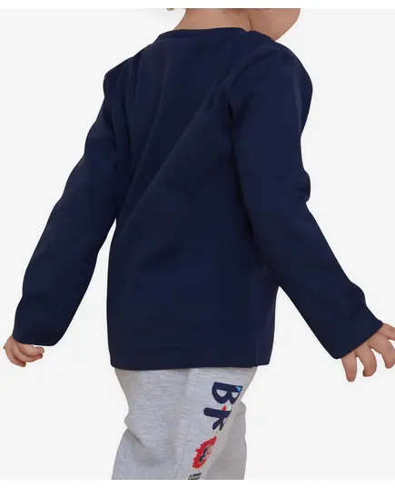 Long Sleeve T-Shirt Text Printed Navy Blue - Baby Boys' Wear - Cotton & Lycra