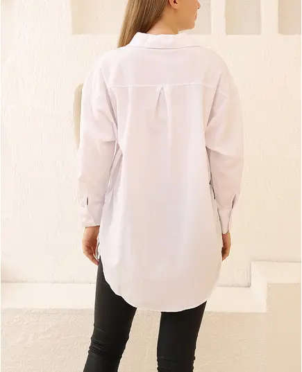 Slit Detailed Shirt - Women's Wear - Cotton & Polyester