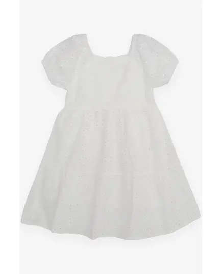 Dress White with Embroidered Sleeve - 100% Cotton - for Baby Girl - FemCasual