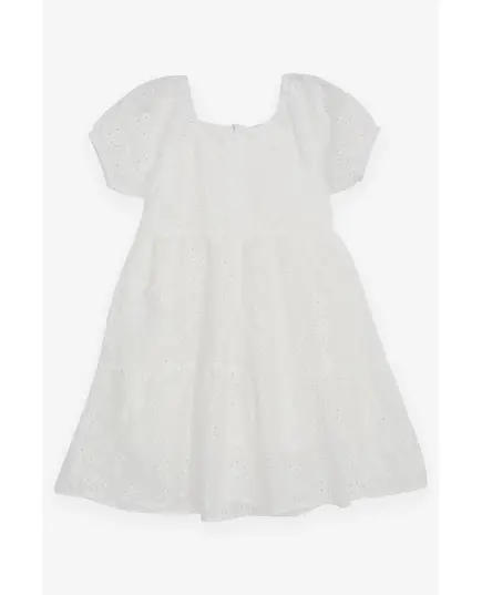 Dress White with Embroidered Sleeve - 100% Cotton - for Baby Girl - FemCasual