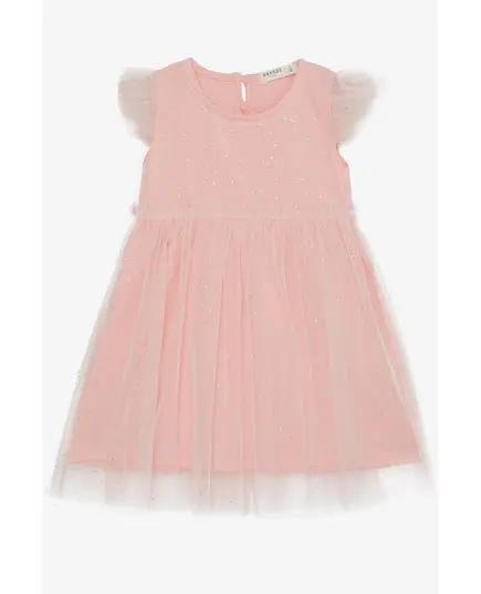 Dress Glitter Tulle Ruffle Salmon - Material 10% Lycra & 90% Cotton - for Baby Girl - FemCasual