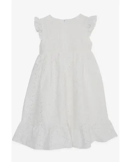 Dress White with Embroidered Ruffles and Zipper on The Back- 100% Cotton - for Baby Girl - FemCasual