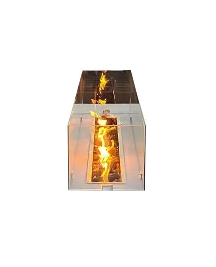 BIO Ethanol Fireplace - 124 x 18 x 9 cm - Silver - no Smoke