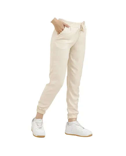 Elasticated Leg Trousers - Women's Wear - Polyester & Cotton - Beige