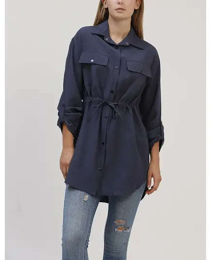 Front Pocket Ribbon Detailed Shirt - Women's Wear - Cotton