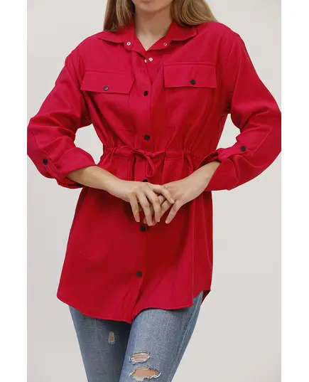 Front Pocket Ribbon Detailed Shirt - Women's Wear - Cotton