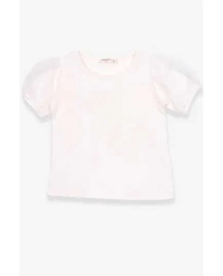 White T-Shirt - Girls' Wear - 90% Cotton & 10% Lycra