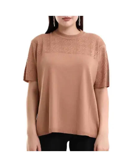 Short Sleeve Knit With Collar Motif - Women's Wear - 70% Cotton & 30% Polyester