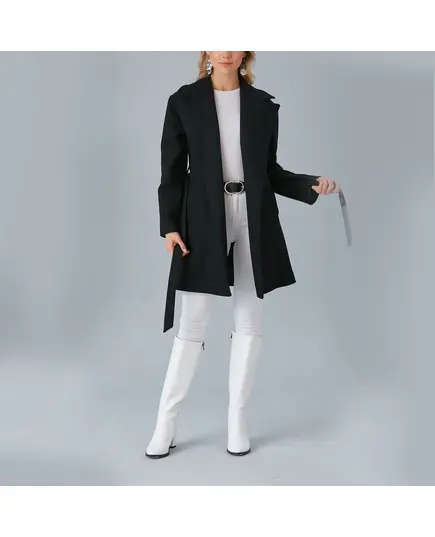 Short Coat with Belt - Women's Wear - Turkey Fashion