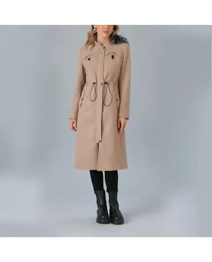 Coat with Feather Hood - Women's Wear - Turkey Fashion