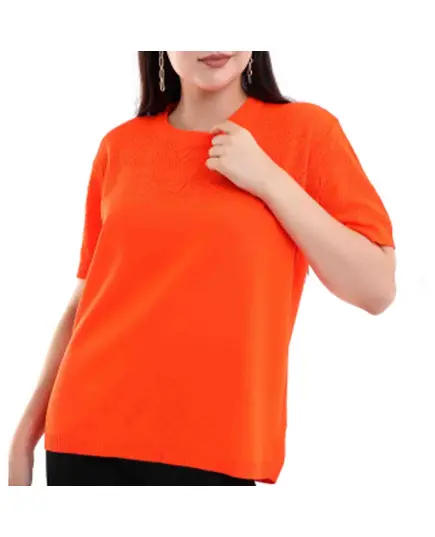 Short Sleeve Knit With Collar Motif - Women's Wear - 70% Cotton & 30% Polyester