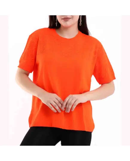 Short Sleeve Knit With Collar Motif - Women's Wear - 70% Cotton & 30% Polyester