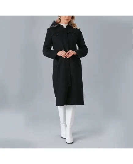 Coat with Feather Hood - Women's Wear - Turkey Fashion